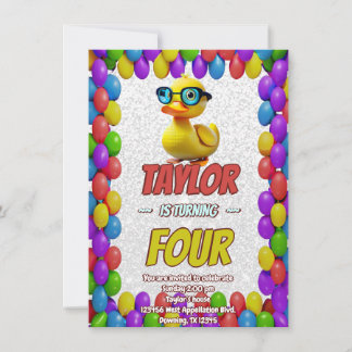 Rubber Duck Cute Personalised Birthday Invite Kids
