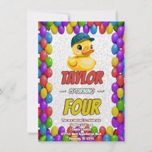 Rubber Duck Cute Personalised Birthday Invite Kids