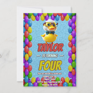 Rubber Duck Cute Personalised Birthday Invite Kids