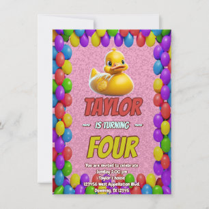Rubber Duck Cute Personalised Birthday Invite Kids