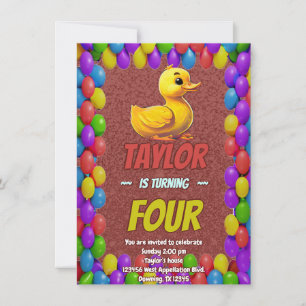 Rubber Duck Cute Personalised Birthday Invite Kids