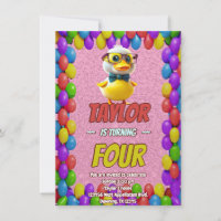 Rubber Duck Cute Personalised Birthday Invite Kids