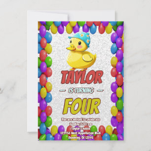 Rubber Duck Cute Personalised Birthday Invite Kids