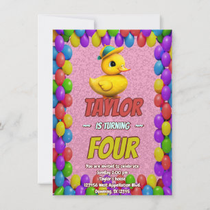 Rubber Duck Cute Personalised Birthday Invite Kids