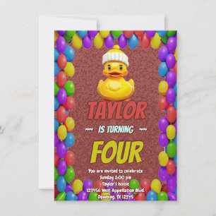 Rubber Duck Cute Personalised Birthday Invite Kids