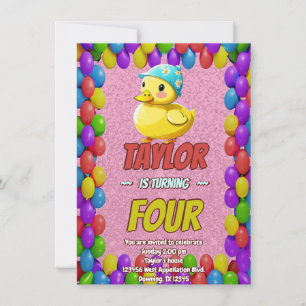 Rubber Duck Cute Personalised Birthday Invite Kids
