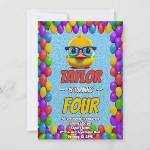 Rubber Duck Cute Personalised Birthday Invite Kids