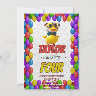 Rubber Duck Cute Personalised Birthday Invite Kids