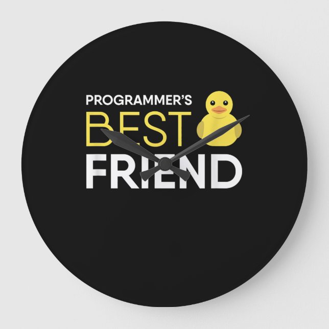 Rubber Duck Debugging Programmers Best Friend Large Clock (Front)