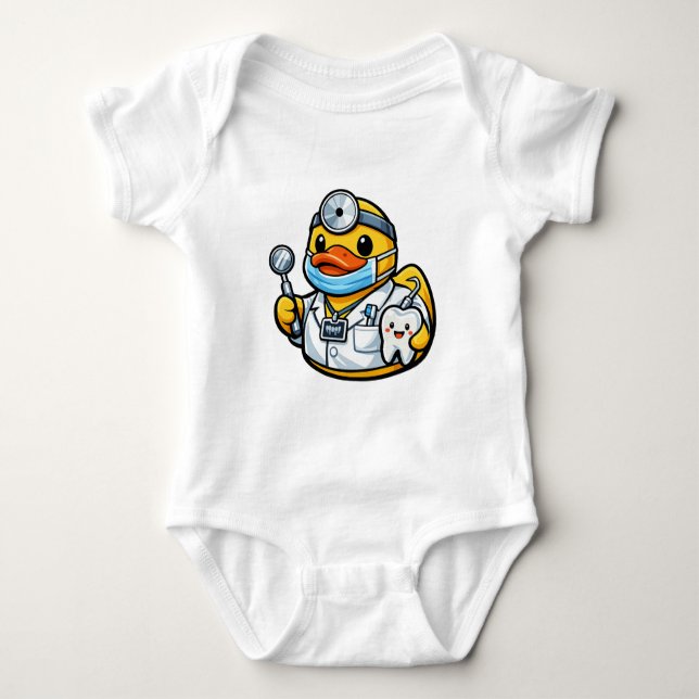 Rubber Duck Dentist Baby Bodysuit (Front)