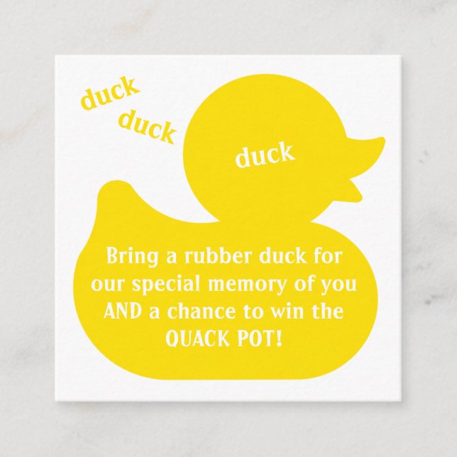 Rubber Duck Diaper Raffle Enclosure Card (Front)