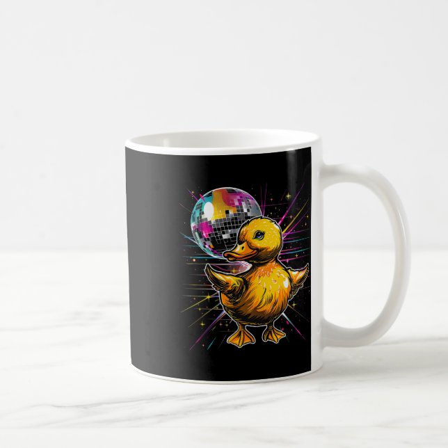 Rubber Duck Disco Dancing Disco Ball Music Rubber  Coffee Mug (Right)