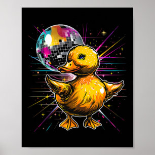 Rubber Duck Disco Dancing Disco Ball Music Rubber Poster