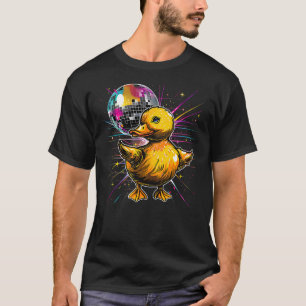 Rubber Duck Disco Dancing Disco Ball Music Rubber T-Shirt