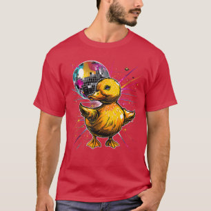 Rubber Duck Disco Dancing Disco Ball Music Rubber T-Shirt