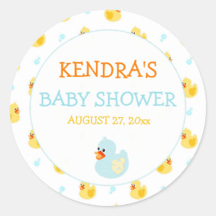 Rubber Duck Ducky Gender Neutral Aqua Yellow Classic Round Sticker