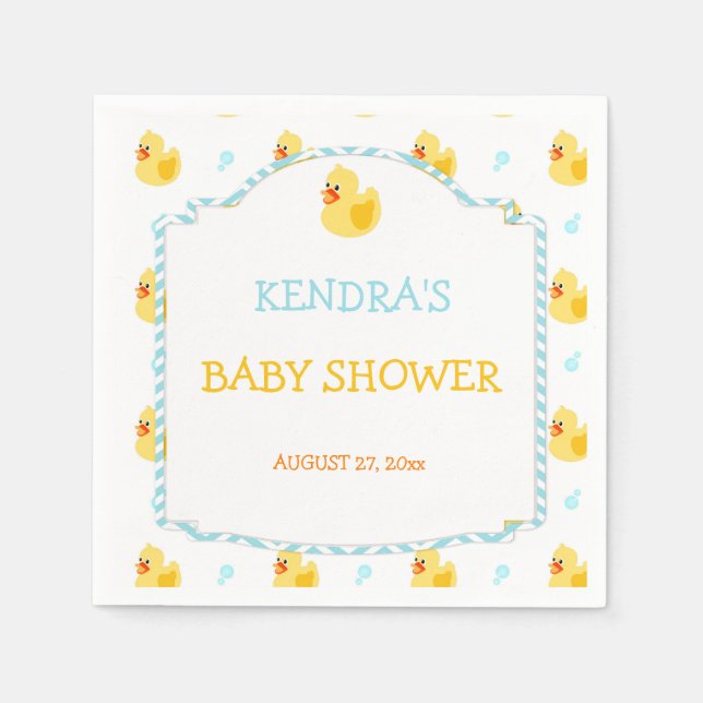Rubber Duck Ducky Gender Neutral Aqua Yellow Napkin (Front)