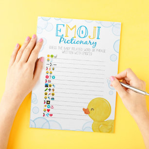 Rubber Duck Emoji Pictionary Baby Shower Game Pack Notepad