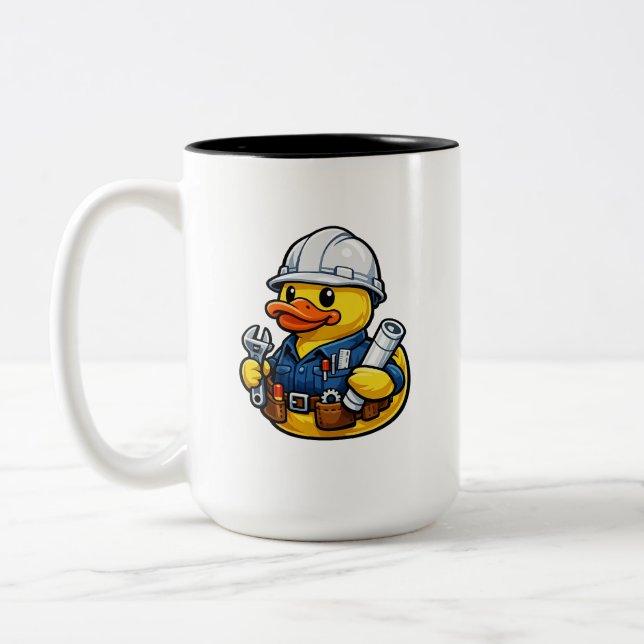 Rubber Duck Engineer Two-Tone Coffee Mug (Left)