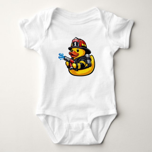 Rubber Duck Firefighter Baby Bodysuit (Front)