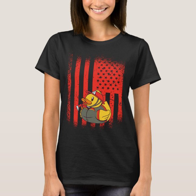 Rubber Duck Firefighter Kids Boys Girls US Ducky 4 T-Shirt (Front)