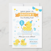 Rubber Duck First birthday Party Blue Yellow
