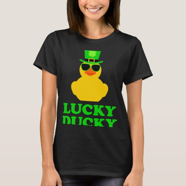 Rubber Duck Four Leaf C Hat Sunglasses St Patrick' T-Shirt (Front)