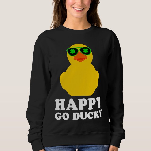 Rubber Duck Four Leaf Clover Sunglasses St Patrick Sweatshirt (Front)