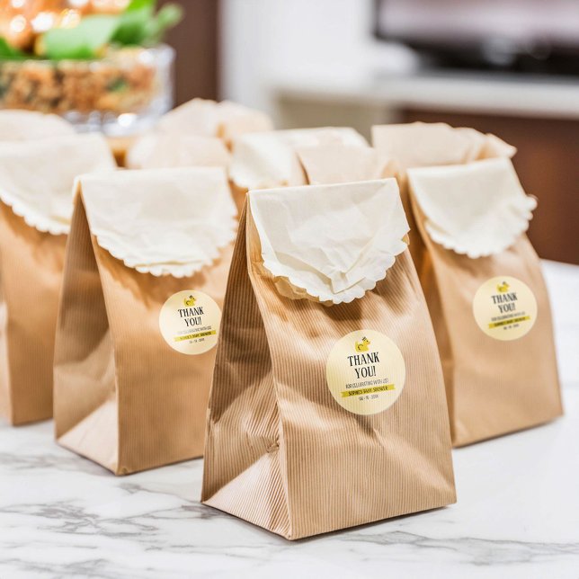 Rubber Duck Gender Neutral Couples Baby Shower Classic Round Sticker (Creator Uploaded)