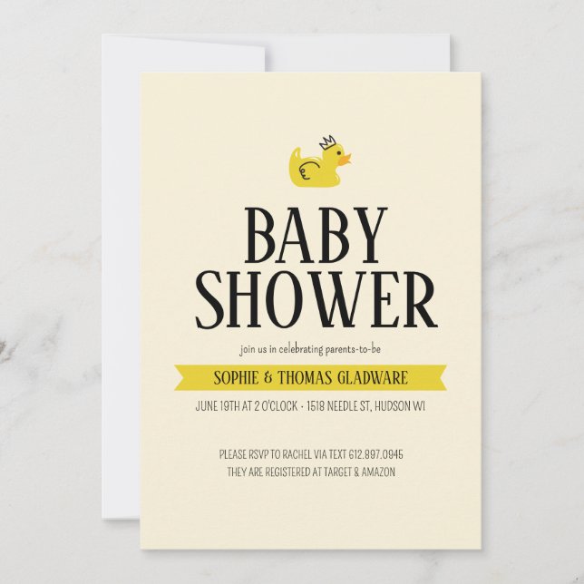 Rubber Duck Gender Neutral Couples Baby Shower Invitation (Front)