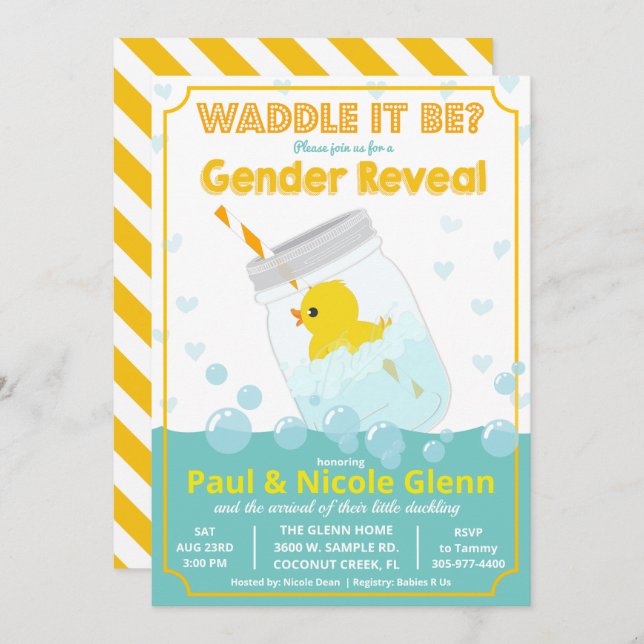 Rubber Duck Gender Reveal Party Invitation (Front/Back)