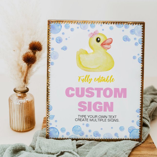 Rubber Duck Girl Birthday Party Table Sign (Creator Uploaded)