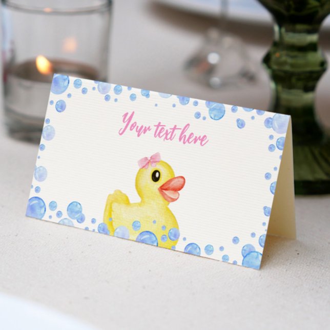 Rubber Duck Girl Birthday Place Card (Creator Uploaded)
