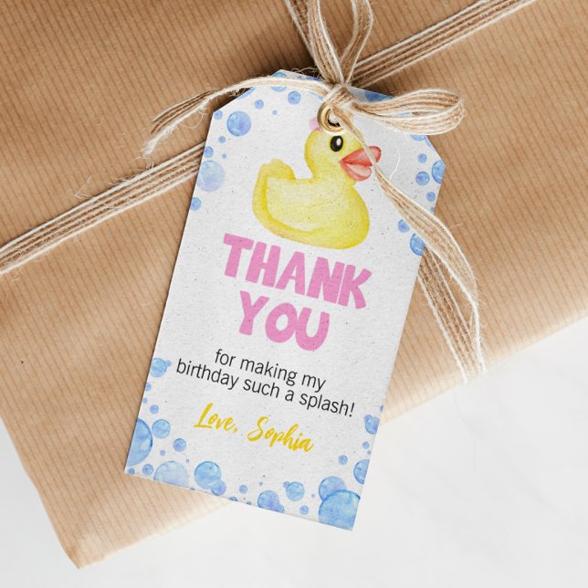 Rubber Duck Girl Birthday Thank You Tag (Creator Uploaded)