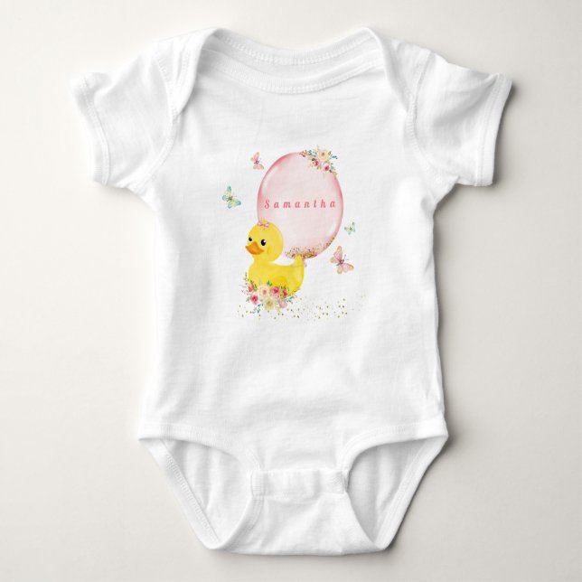 RUBBER DUCK Girl First  Birthday T-Shirt  Baby Bodysuit (Front)