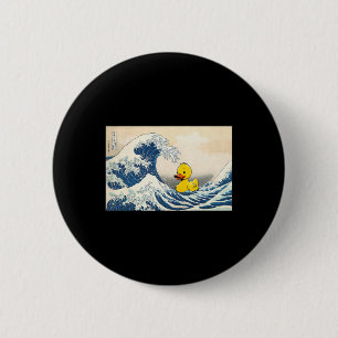 Rubber Duck Great Wave Cute Ducky Duckie Men Women 6 Cm Round Badge