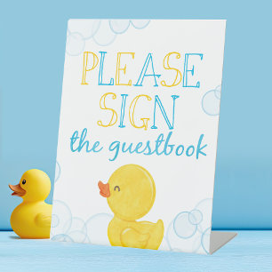 Rubber Duck Guestbook Birthday or Baby Shower Pedestal Sign