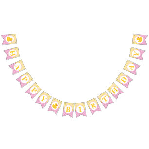Rubber Duck Happy Birthday Pink & Yellow Bunting