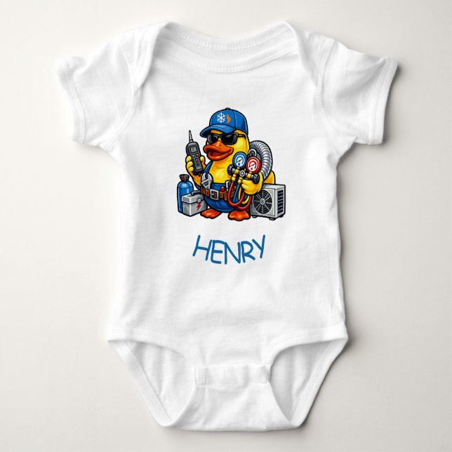 Rubber Duck HVAC Technician Baby Bodysuit (Front)