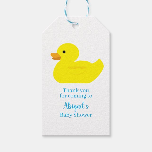 Rubber Duck Illustration Baby Shower Gift Tag (Front)