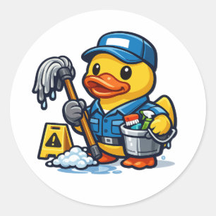 Rubber Duck Janitor Classic Round Sticker