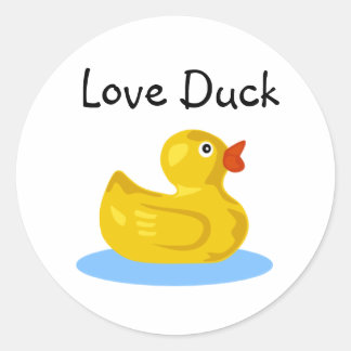 rubber duck, Love Duck Classic Round Sticker