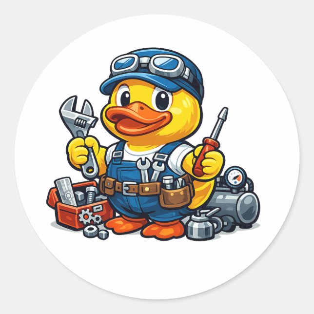 Rubber Duck Mechanic Classic Round Sticker (Front)