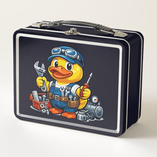 Rubber Duck Mechanic Metal Lunch Box (Front)