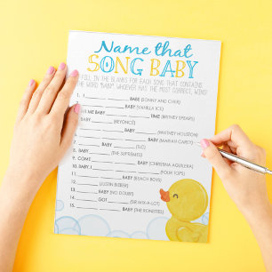 Rubber Duck Name That Song Baby Shower Game Notepad