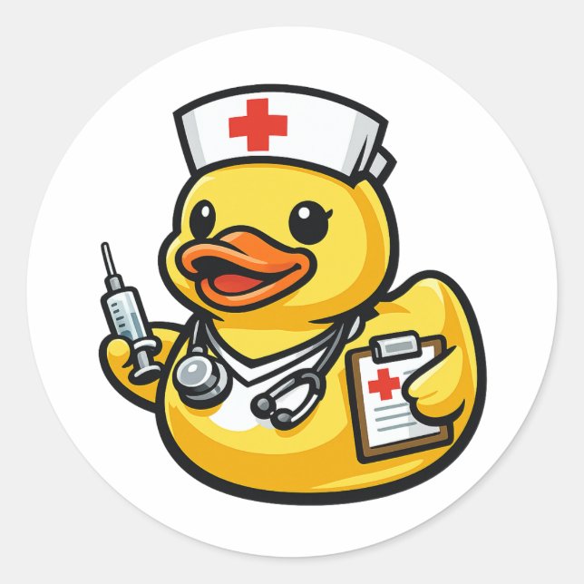 Rubber Duck Nurse Classic Round Sticker (Front)