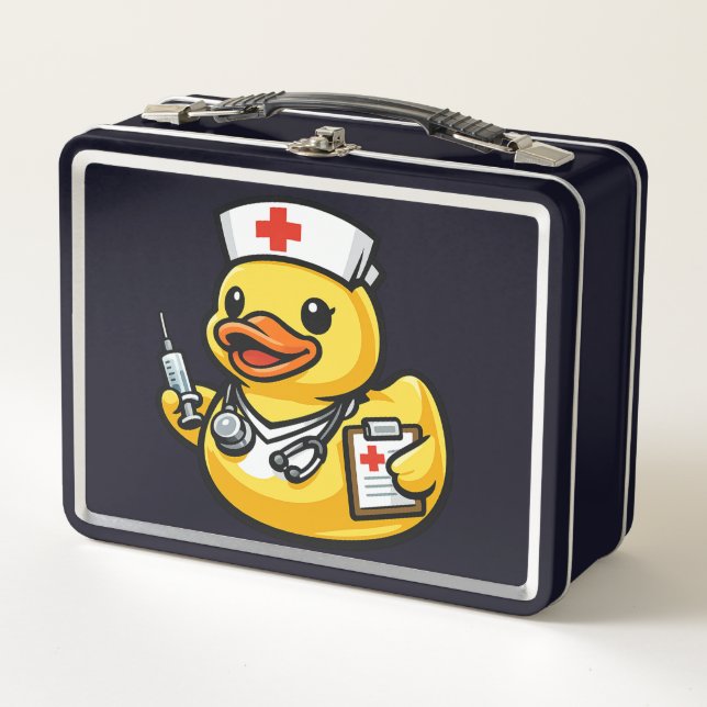 Rubber Duck Nurse Metal Lunch Box (Front)