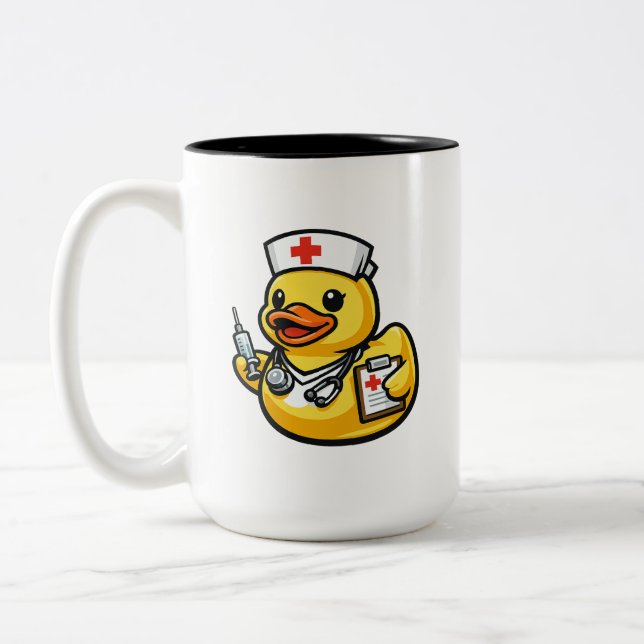 Rubber Duck Nurse Two-Tone Coffee Mug (Left)