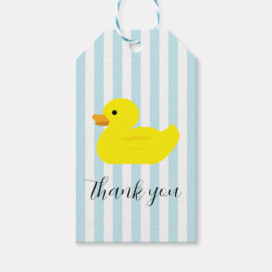 Rubber Duck Party Blue Stripe Gift Tags