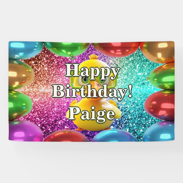 Rubber Duck Personalised character birthday banner (Horizontal)